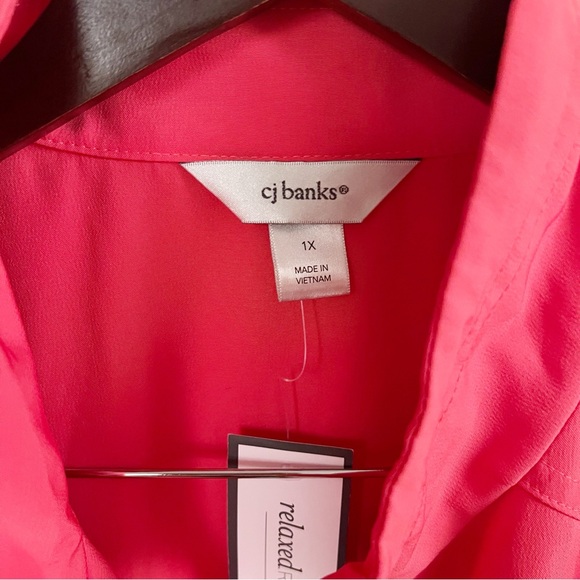 CJ Banks Pink Full Zip Front Lightweight Coat NEW Size 1X 3/4 Sleeves - Picture 5 of 10